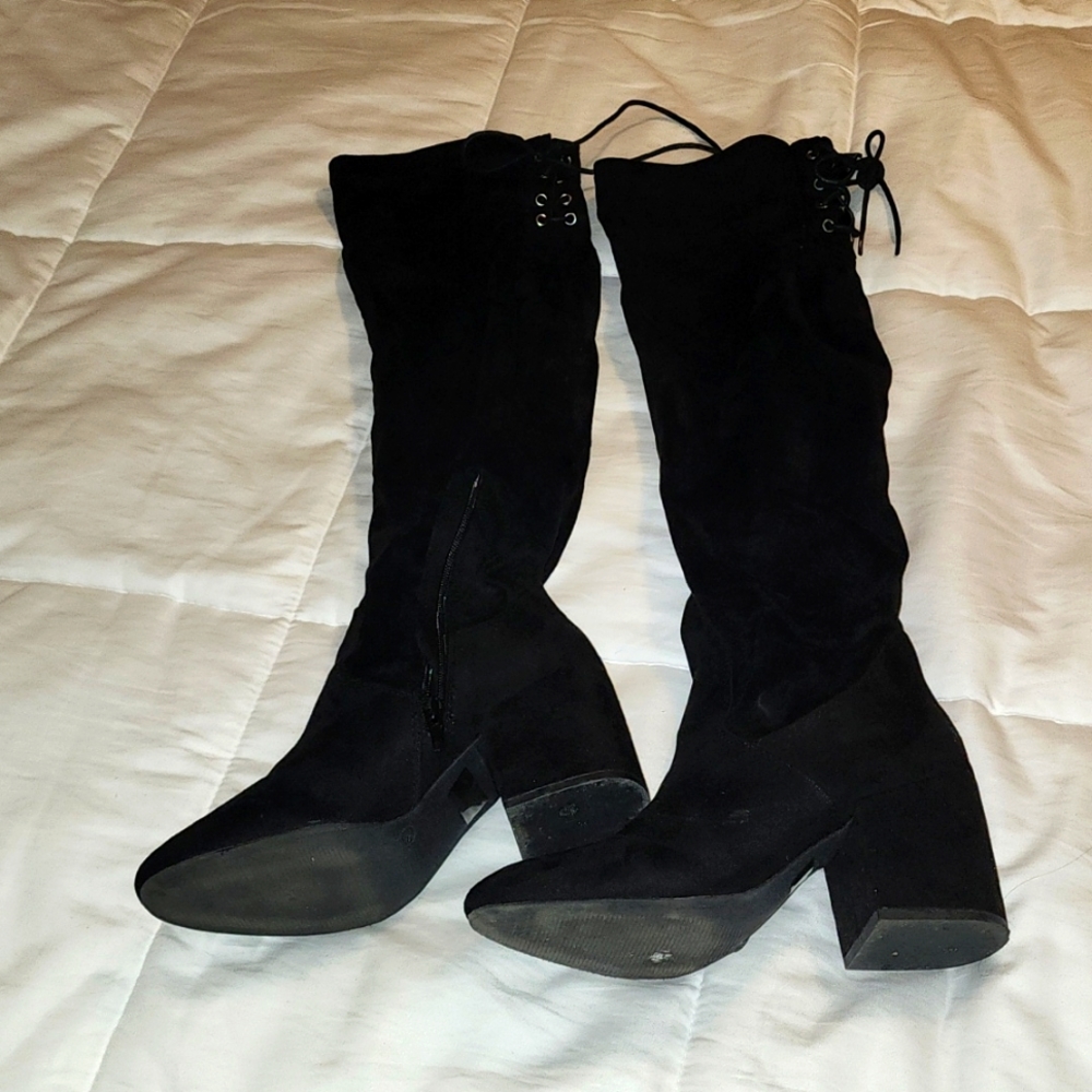 Over the knee suede type boots, wide calf